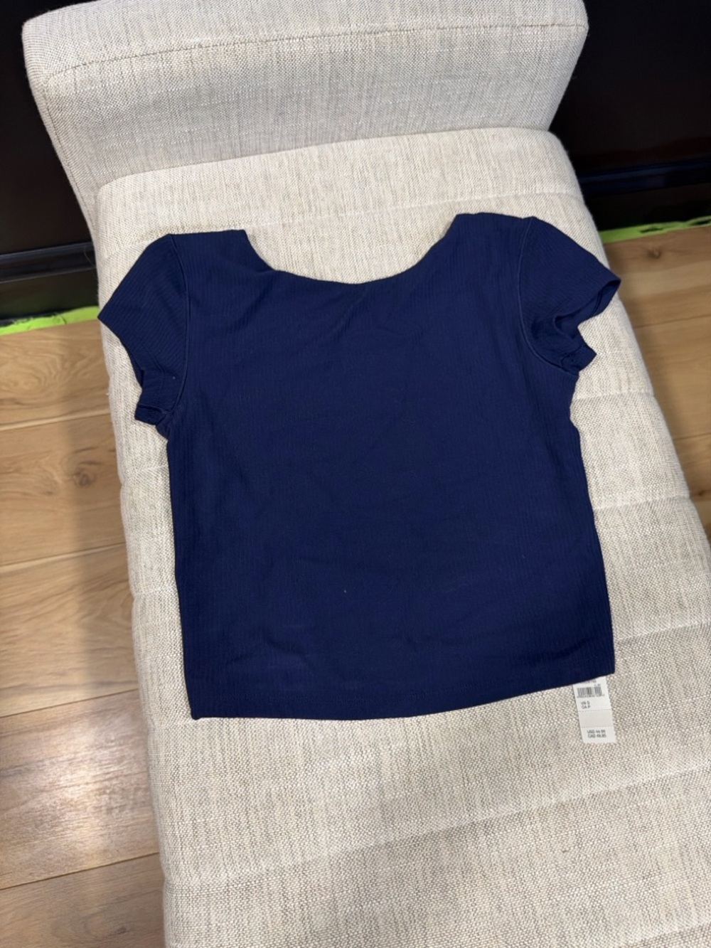 OFFLINE by Aerie Navy Blue Cropped Ribbed Tee Soft Stretch Top Size Small NWT